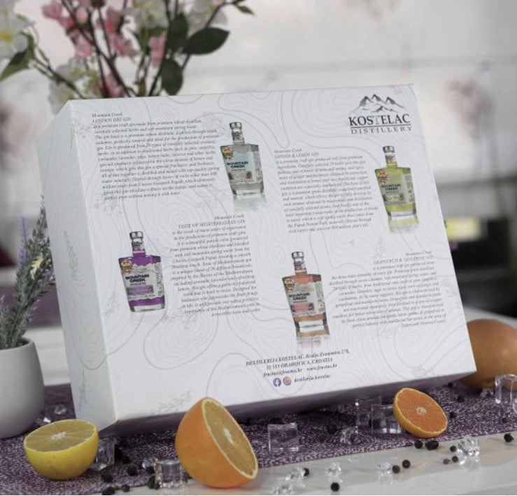 Luxury box London dry shimmer gin 0.70 L + crystal Mountain Creek glass