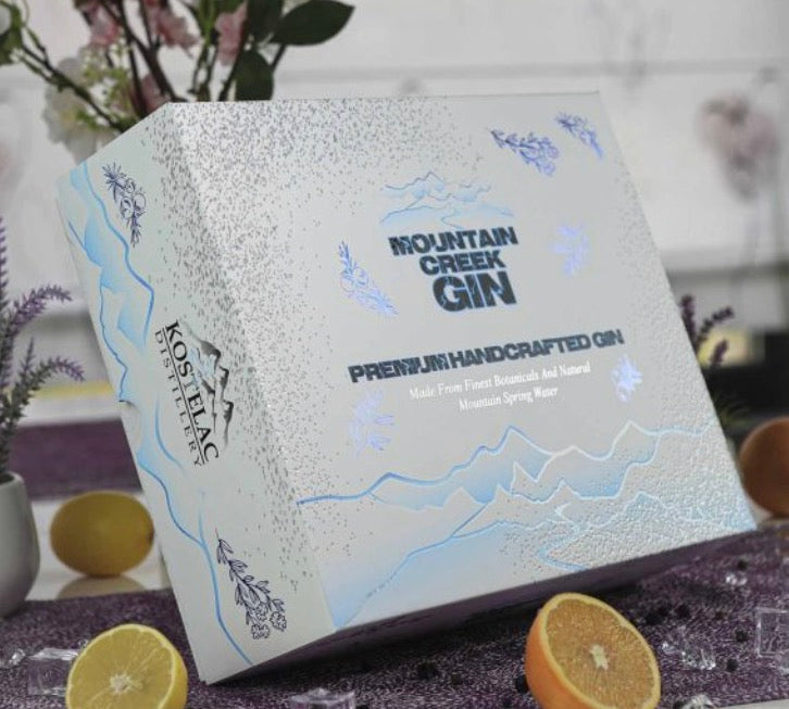 Luxury box Grapefruit&tangerine shimmer gin 0.70 L + crystal Mountain Creek glass